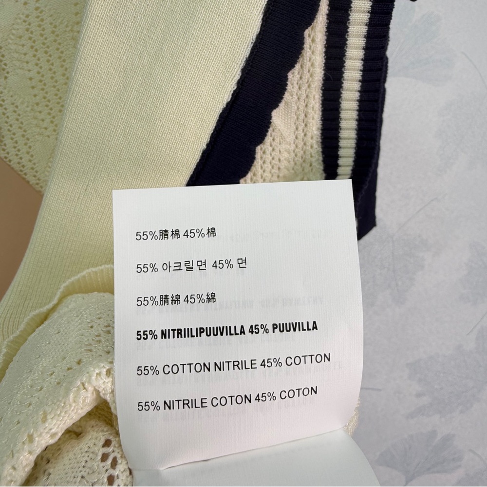 Miu Miu Cream Knit Sailor-Style Tank with Navy Trim and Red Logo - Picture 9 of 9